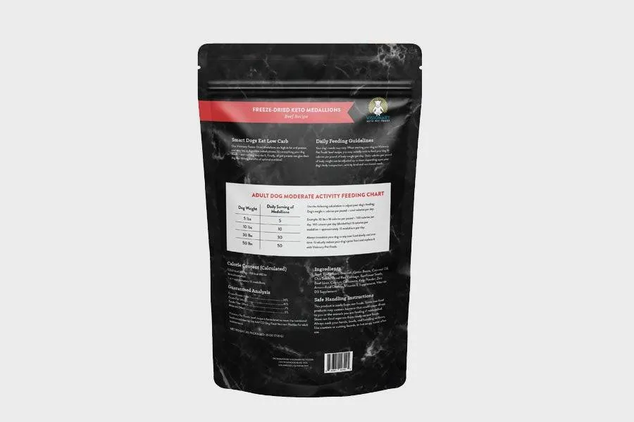 Low Carb, High Protein Dog Food - Freeze Dried - Beef Recipe - 25oz Bag
