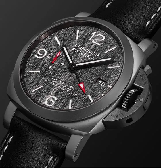 Luminor Luna Rossa Challenger Automatic GMT and Flyback Chronograph 44mm Titanium and Leather Watch