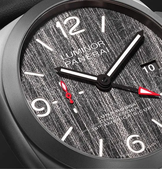Luminor Luna Rossa Challenger Automatic GMT and Flyback Chronograph 44mm Titanium and Leather Watch