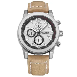 Luminous Chronograph  Auto Date Genuine Leather Watch