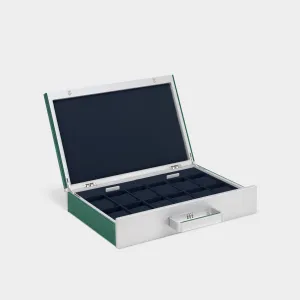 MACKENZIE 12 WATCH BRIEFCASE - EMERALD / GREY