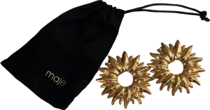 Maje Metallic Metal Sun Earrings One Size