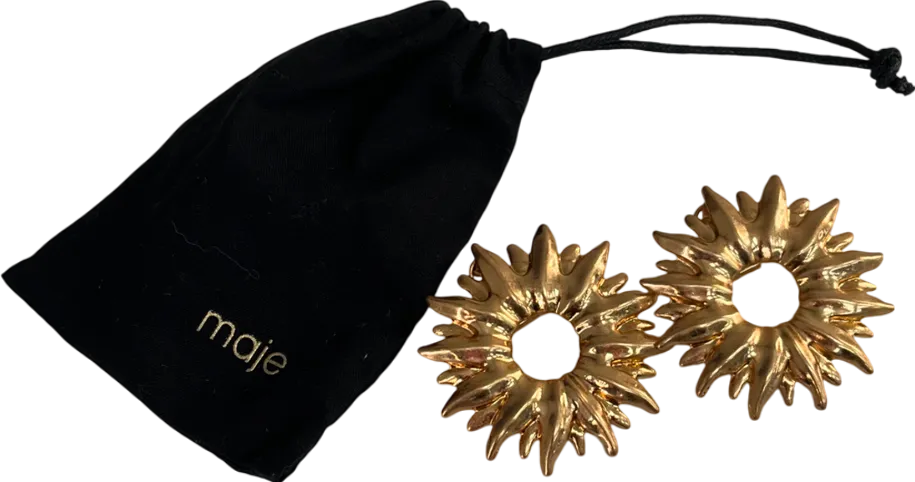 Maje Metallic Metal Sun Earrings One Size
