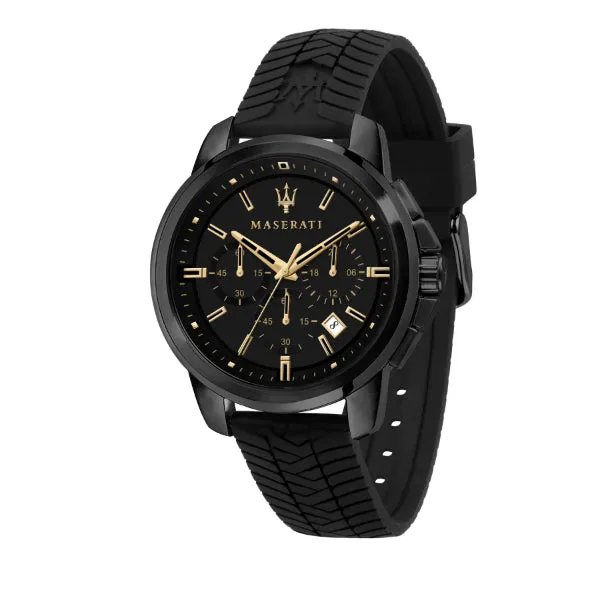 Maserati Successo Black Silicone Strap Black Dial Quartz Watch for Gents - R8871621011