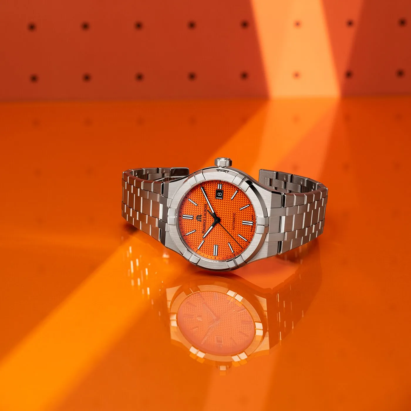Maurice Lacroix AIKON Automatic 42mm Orange Limited Edition Men's Watch AI6008-SS00F-530-E