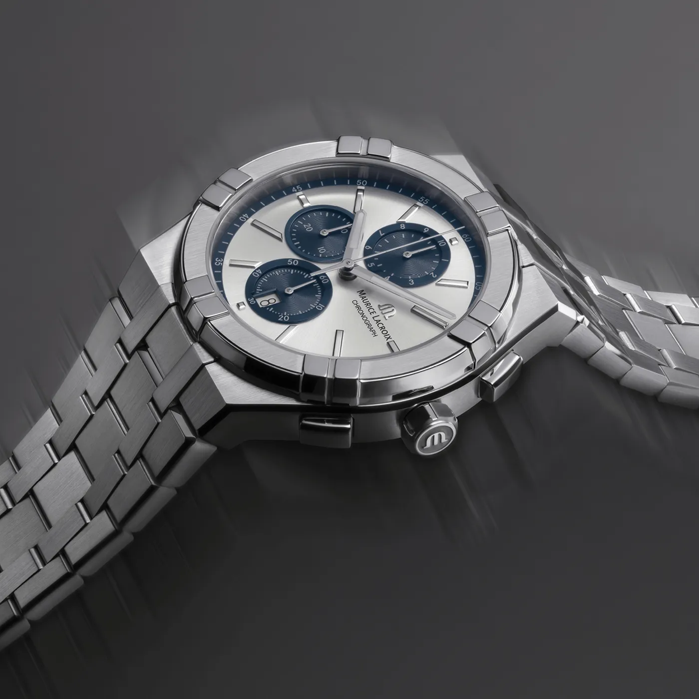 Maurice Lacroix AIKON Quartz Chronograph 42mm Grey-Blue Men's Watch AI1118-SS002-230-1