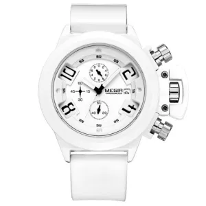 MEGIR 3D Engraved Dial Black Silicone Waterproof Military Sport Watch