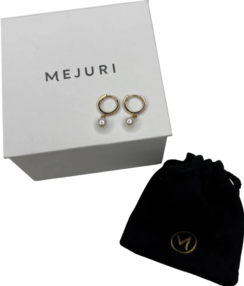Mejuri Pavé Diamond Pearl Huggies
