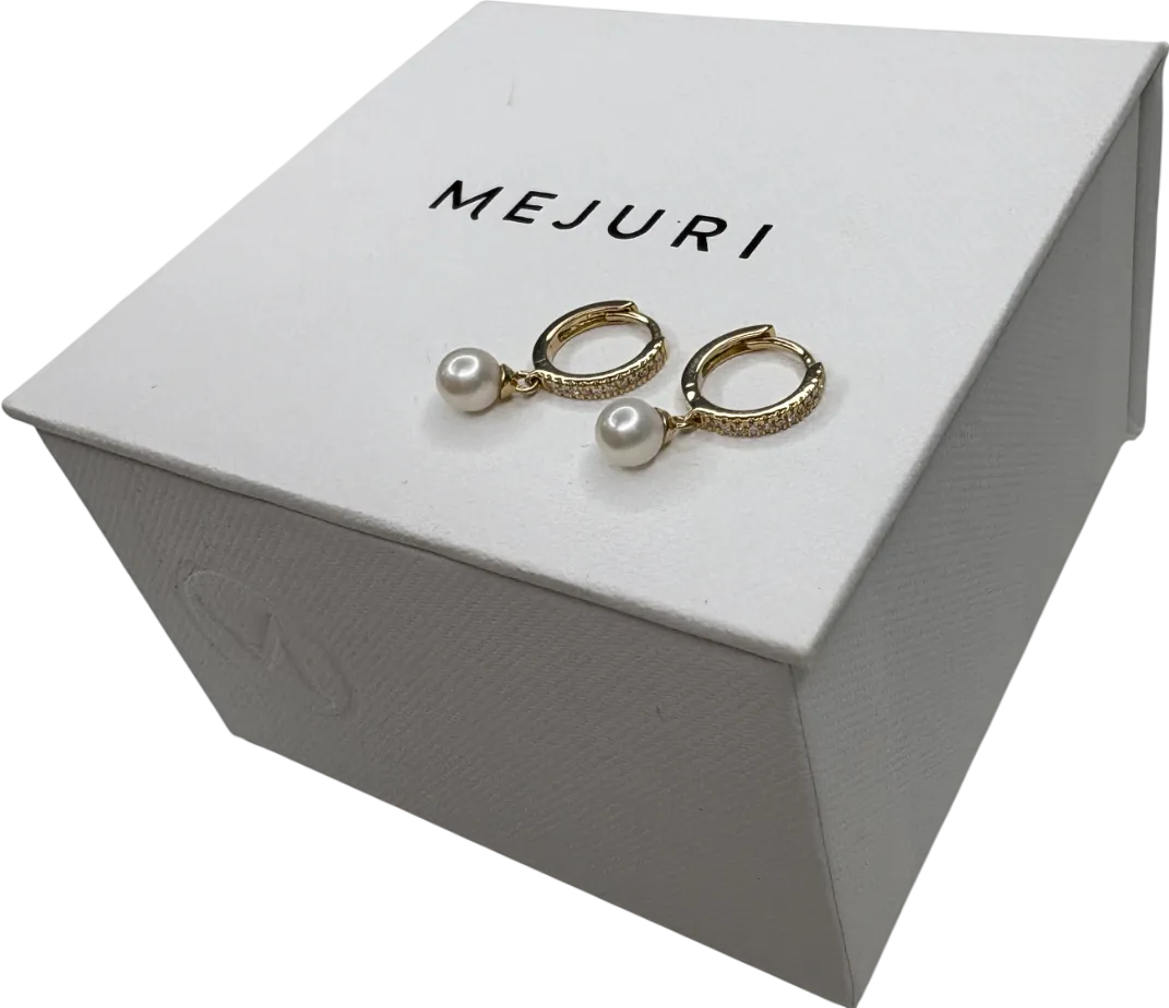 Mejuri Pavé Diamond Pearl Huggies