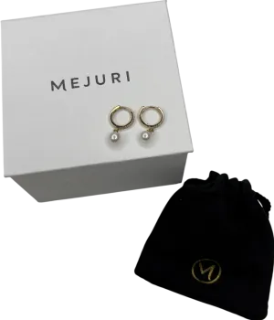 Mejuri Pavé Diamond Pearl Huggies