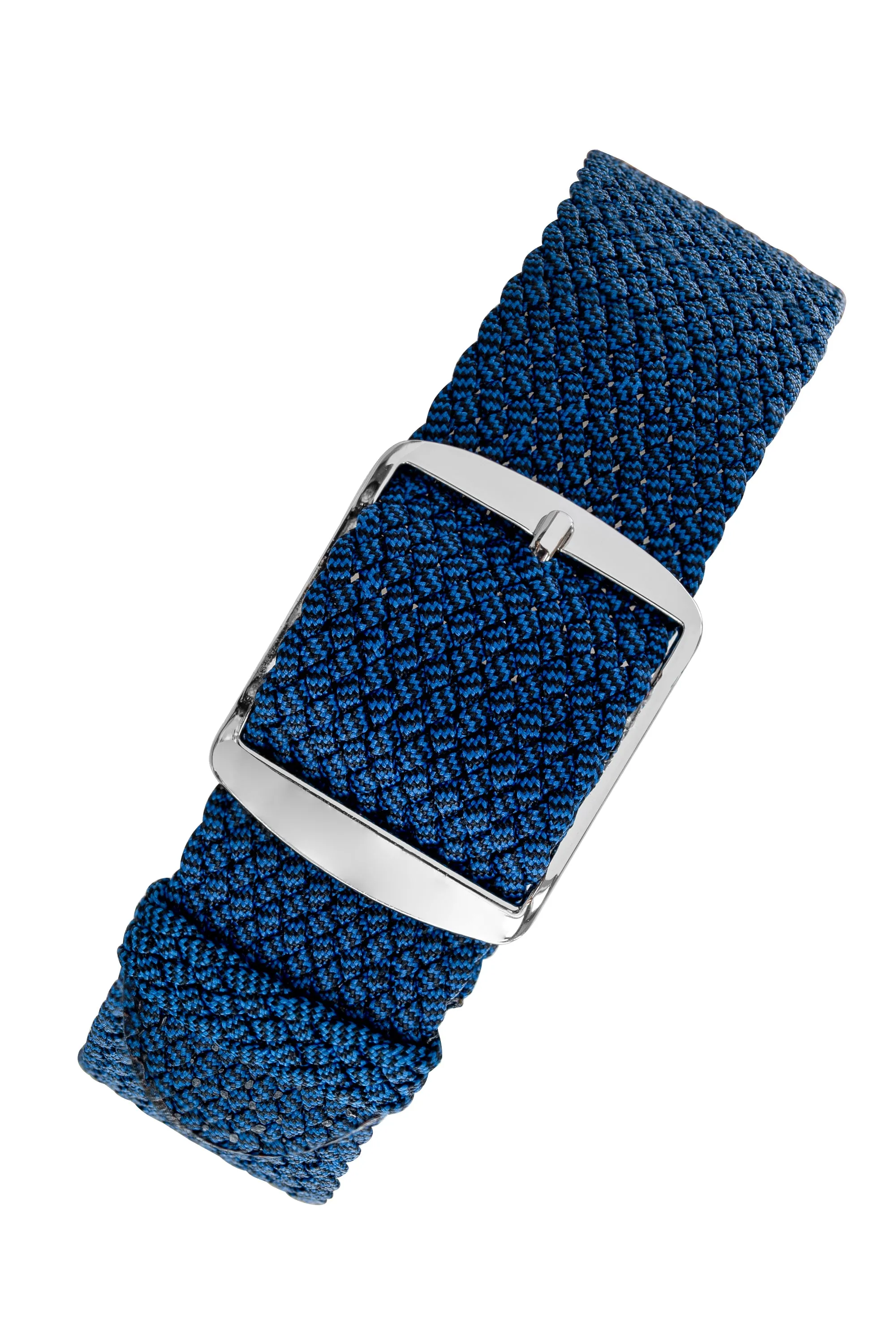 MELANGE PERLON Braided Watch Strap & Buckle in DEEP BLUE