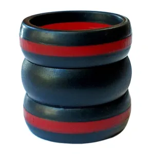 Men's 8mm Red Line Combo Silicone Bands, Size 9 (93302)