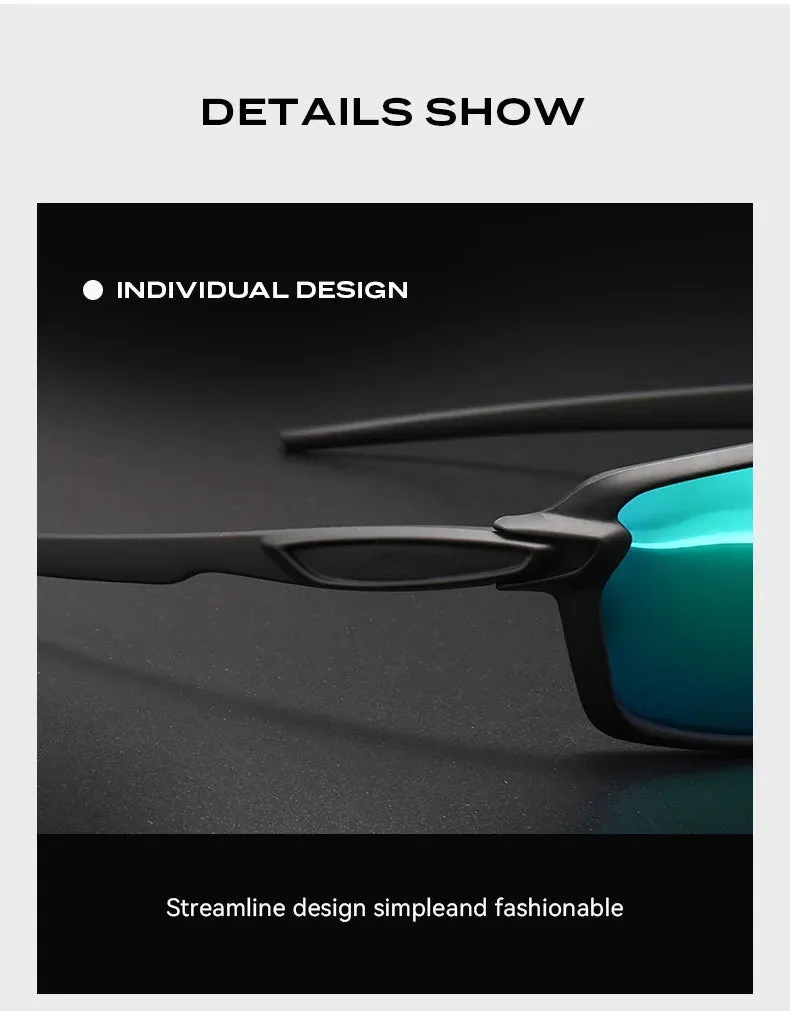Men's Sports Cycling Polarized Sunglasses for Outdoor, Fishing, Traveling, Driving Square Frame Glasses
