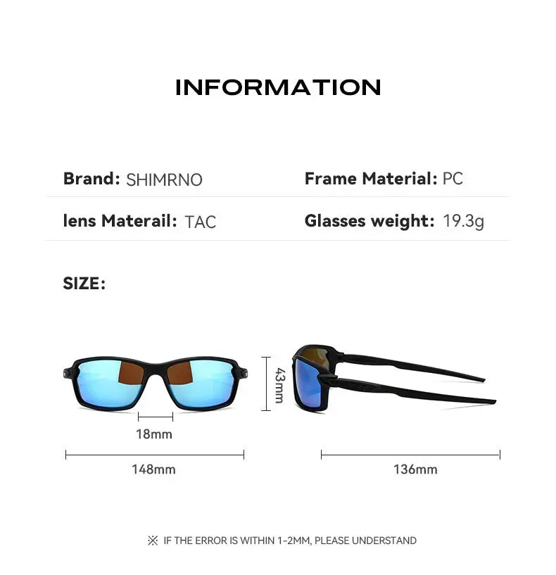 Men's Sports Cycling Polarized Sunglasses for Outdoor, Fishing, Traveling, Driving Square Frame Glasses