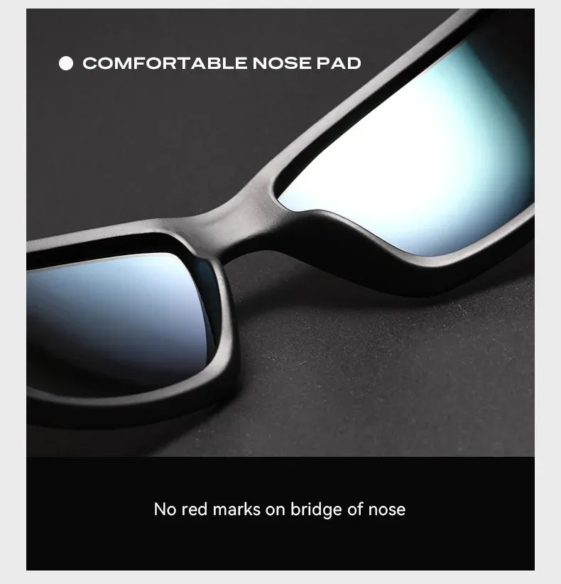 Men's Sports Cycling Polarized Sunglasses for Outdoor, Fishing, Traveling, Driving Square Frame Glasses