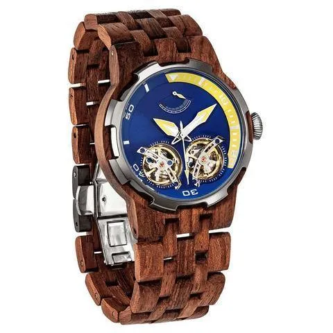 Men's Wood Watch Dual Wheel Automatic Kosso