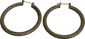 Metallic Gold Diamanté Hoop Earrings One Size