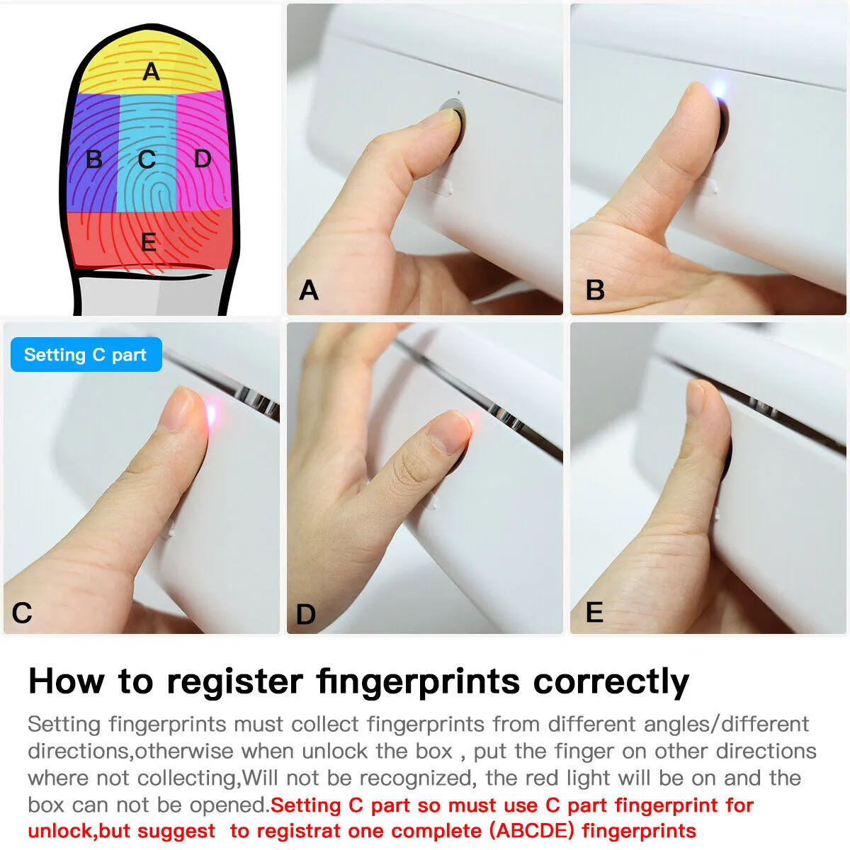 Mini Fingerprint Storage Box Safe Secret Money Hidden Cash Box for Students and Adults
