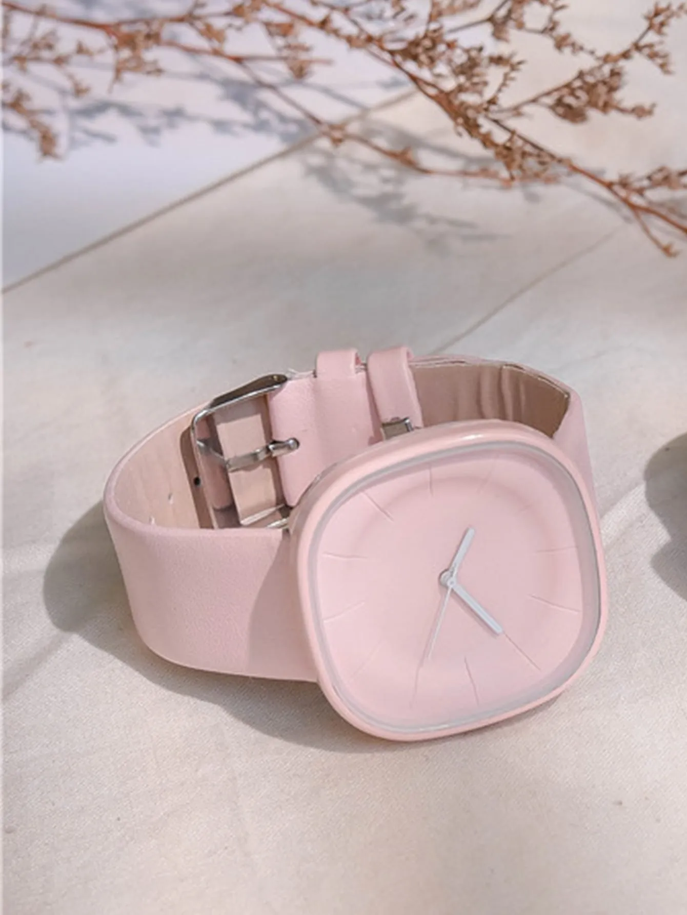 Minimalist Square Pointer Quartz Watch - Pink