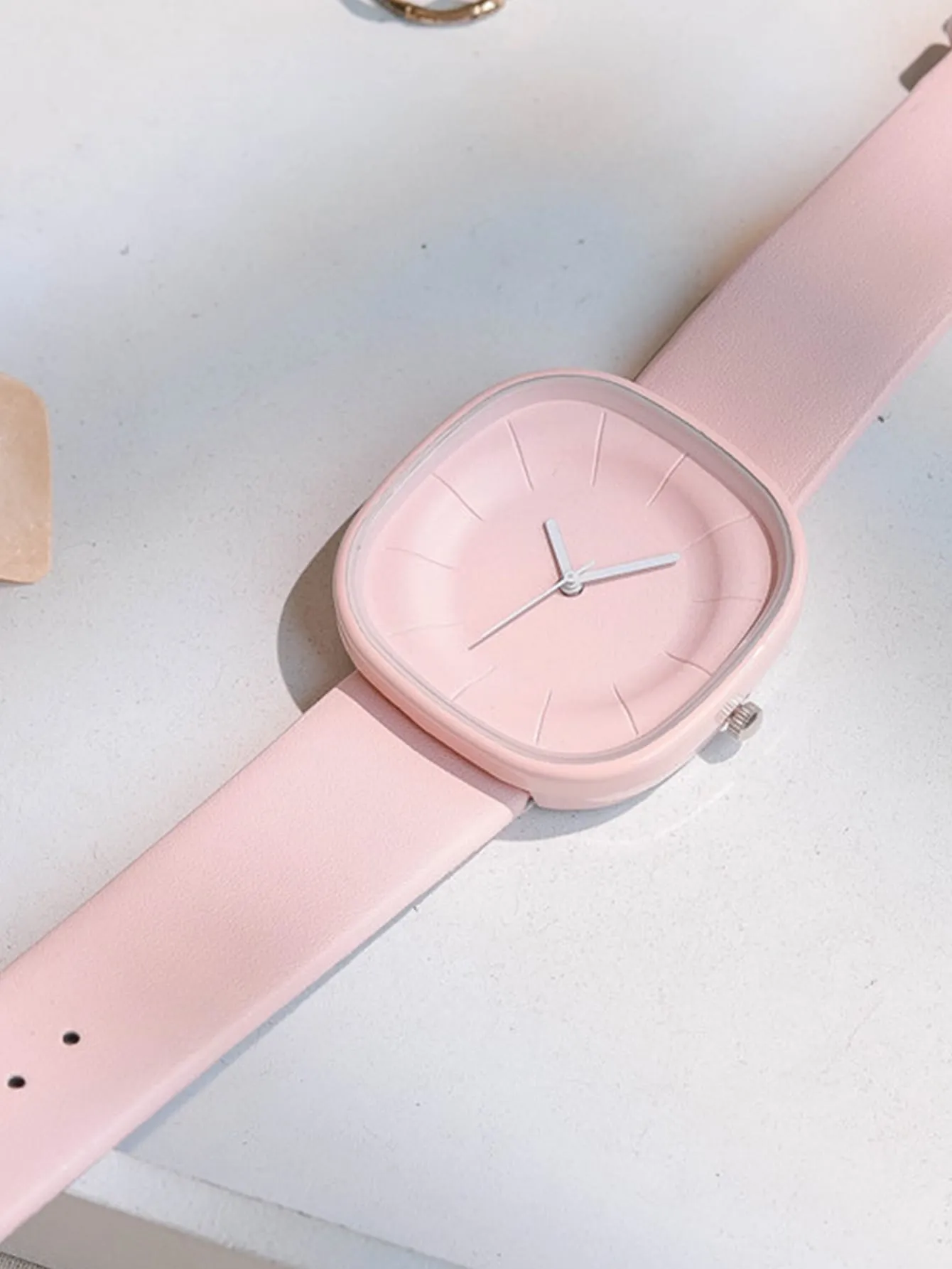 Minimalist Square Pointer Quartz Watch - Pink