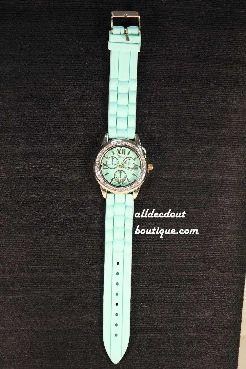 Mint/Mint Clear Rhinestones | Silicone Band