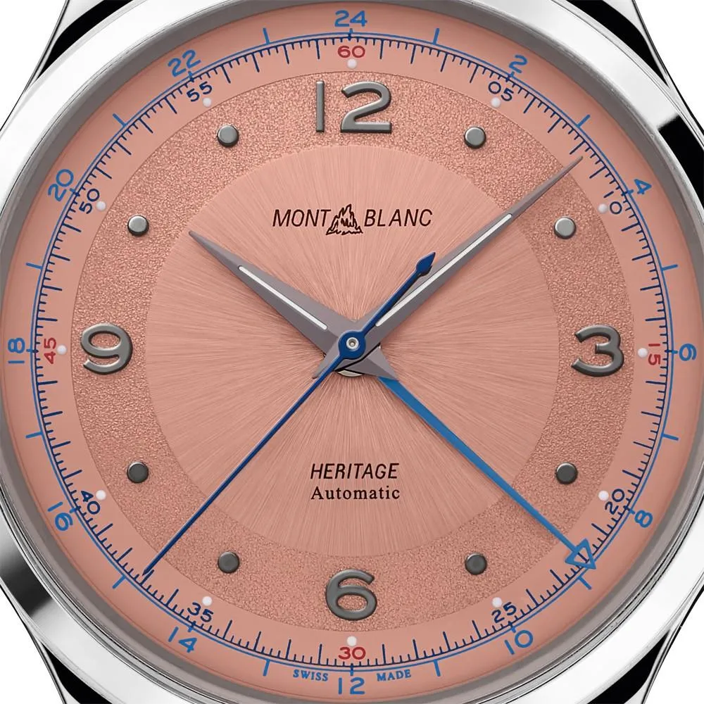 Montblanc Men's Watch Heritage GMT 40mm Automatic Salmon Gray Alligator 119950