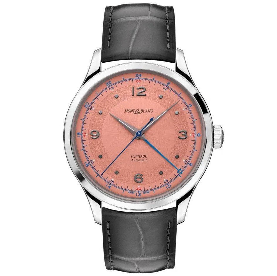 Montblanc Men's Watch Heritage GMT 40mm Automatic Salmon Gray Alligator 119950