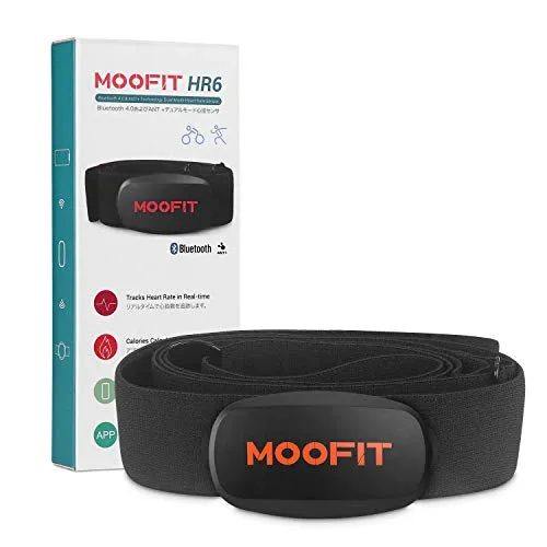 moofit ANT  Heart Rate Monitor with Chest Strap Bluetooth HR Sensor IPX7 Waterproof Compatible with Zwift, Rouvy, TRX, EliteHRV, Peloton, Strava for iOS, Android (MooFit app Unavailable)