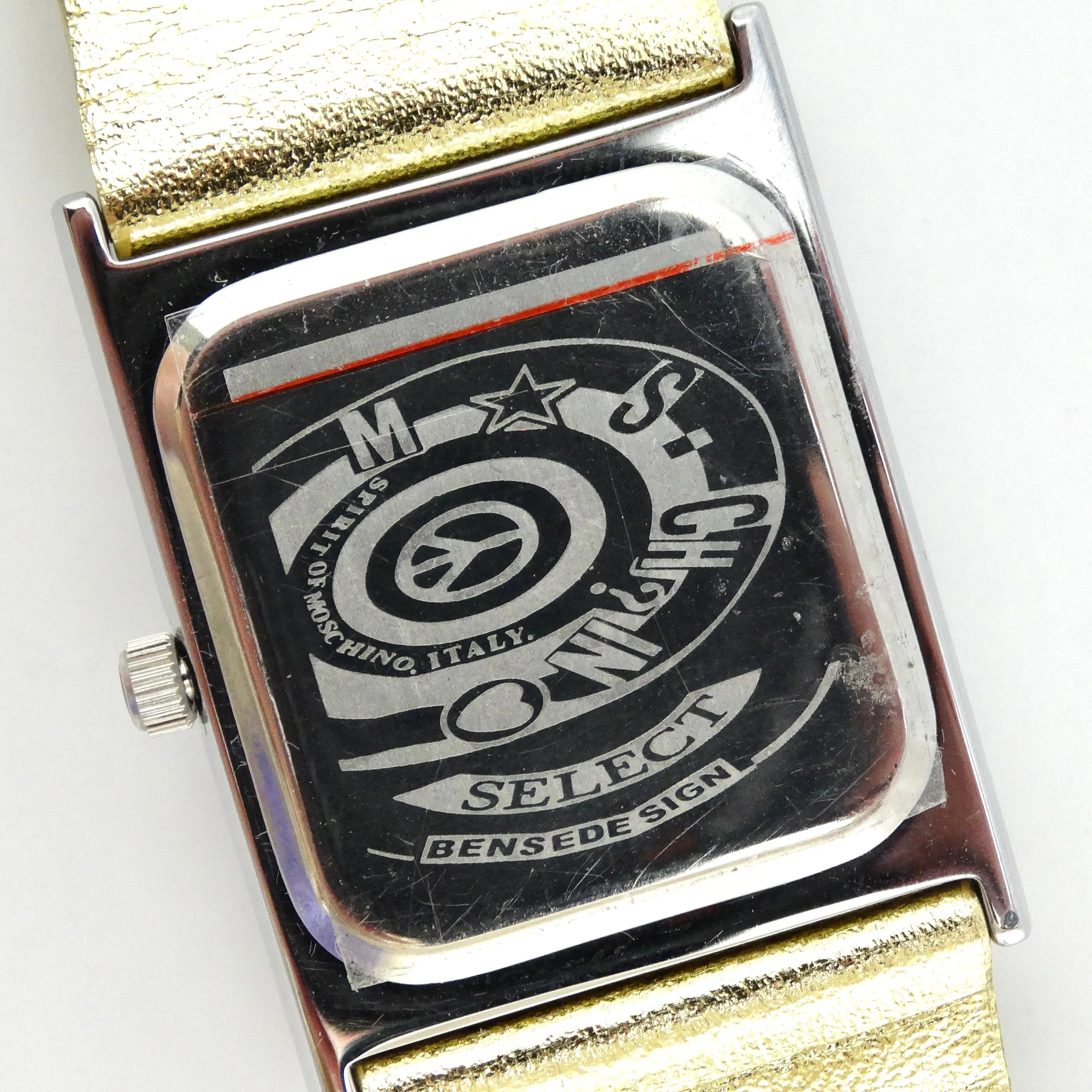 Moschino 1980s Metallic Gold Leather Watch
