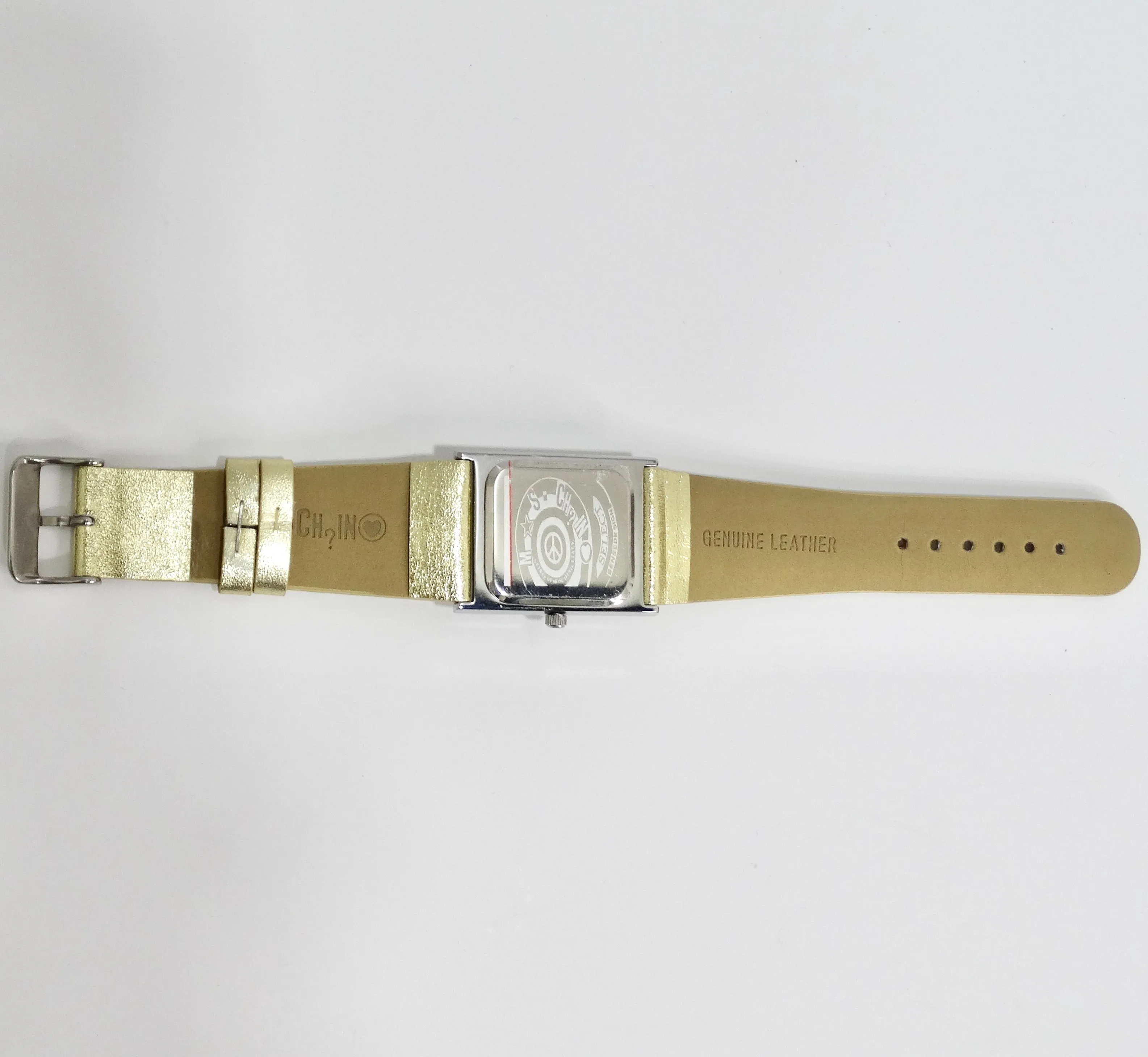 Moschino 1980s Metallic Gold Leather Watch