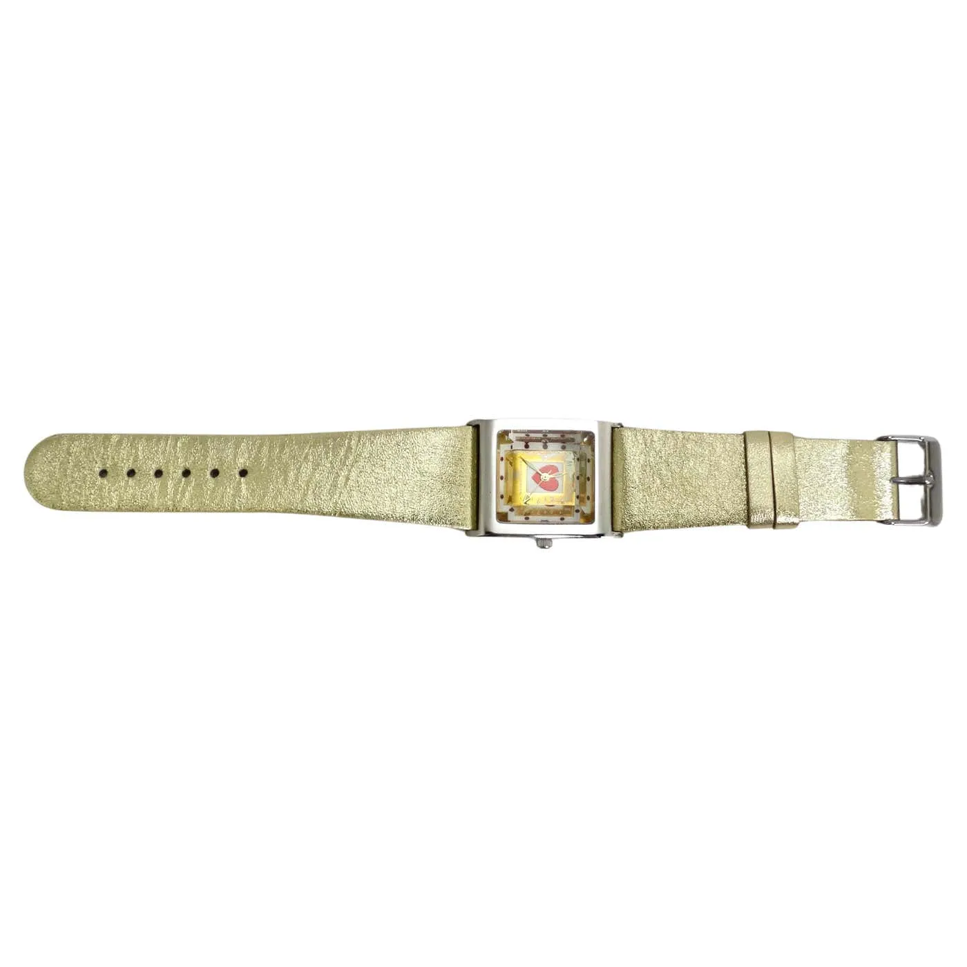 Moschino 1980s Metallic Gold Leather Watch
