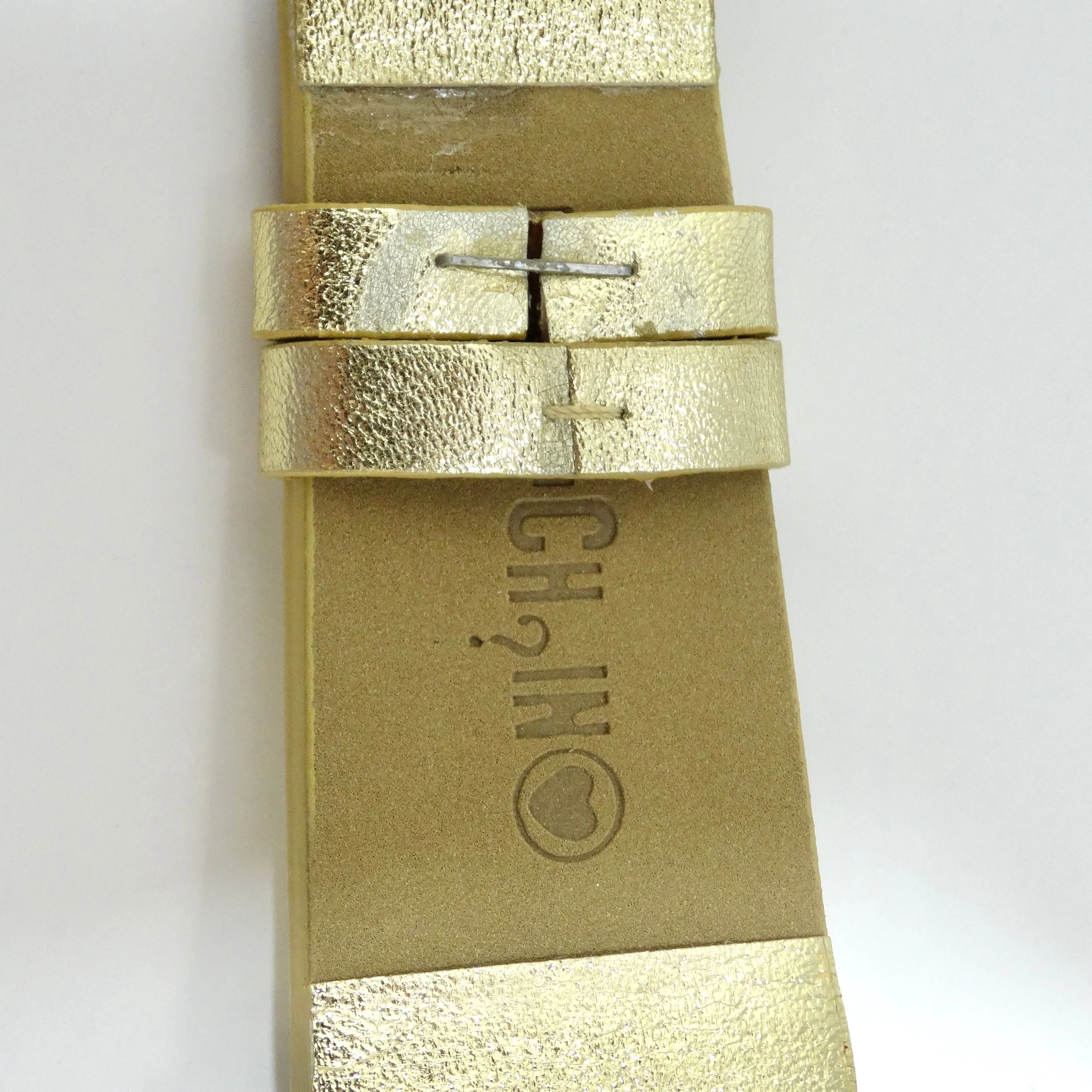 Moschino 1980s Metallic Gold Leather Watch