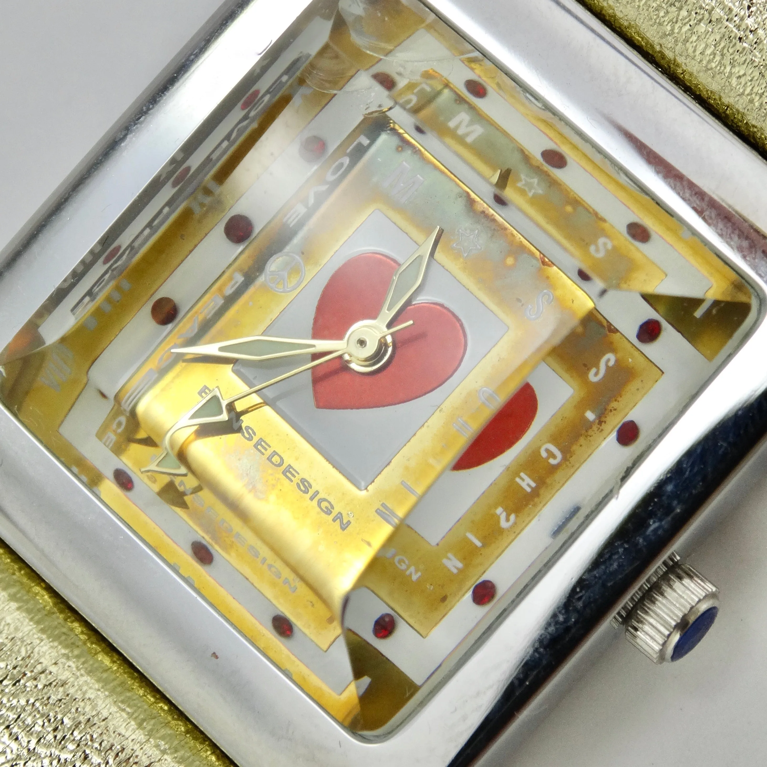 Moschino 1980s Metallic Gold Leather Watch
