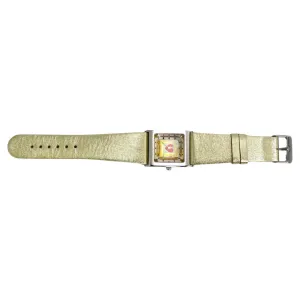 Moschino 1980s Metallic Gold Leather Watch