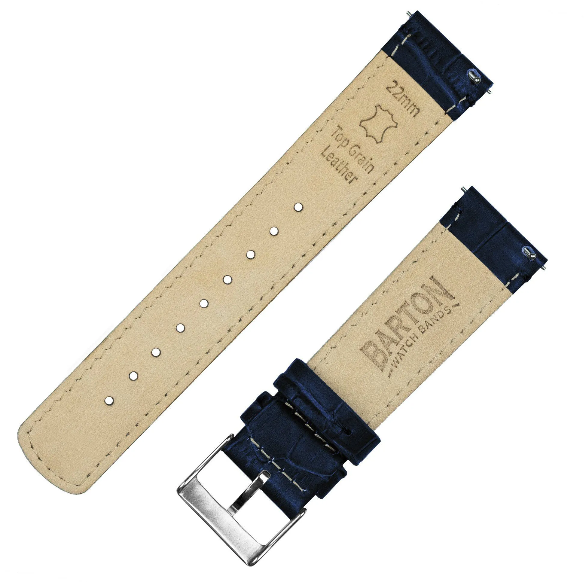 Moto 360 Gen2 Navy Blue Alligator Grain Leather Watch Band