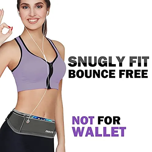 MUCRO Running Fanny Pack, Large Capacity Sports Workout Running Belt with Loudest Survival Whistle and Adjustable Extender Belt for 6.5" Android Apple iPhone Running Fanny Bag