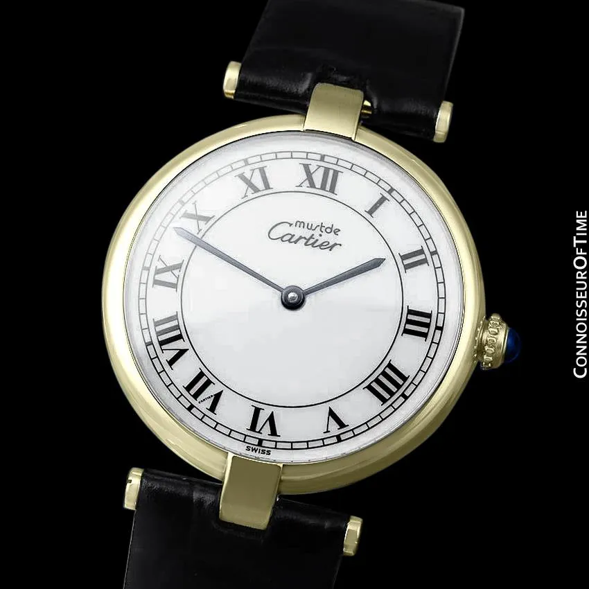 Must De Cartier Vendome Ladies Vermeil Watch - 18K Gold Over Sterling Silver