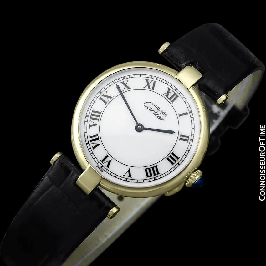 Must De Cartier Vendome Ladies Vermeil Watch - 18K Gold Over Sterling Silver