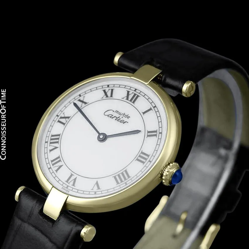 Must De Cartier Vendome Ladies Vermeil Watch - 18K Gold Over Sterling Silver