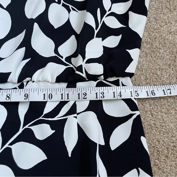 NEW J. Jill x Christian Siriano Leaf Print Dress Black White Women’s Size 4