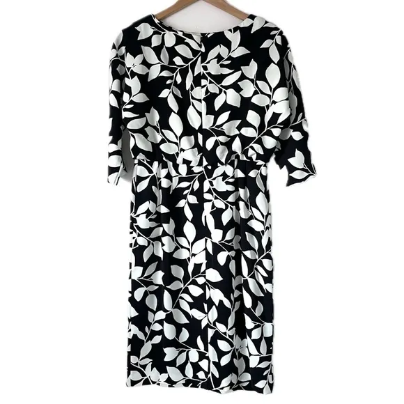NEW J. Jill x Christian Siriano Leaf Print Dress Black White Women’s Size 4