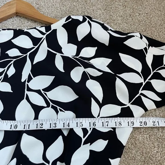NEW J. Jill x Christian Siriano Leaf Print Dress Black White Women’s Size 4