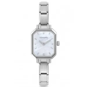Nomination Watches- Stainless Steel Paris Rectangular Watch With Mother Of Pearl Face