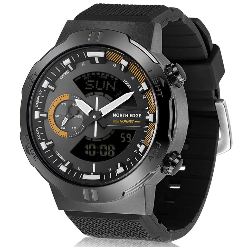 North Edge HORNET Men's Outdoor Sports Waterproof Smartwatch, Dual Time Zone, Alarm Clock Function
