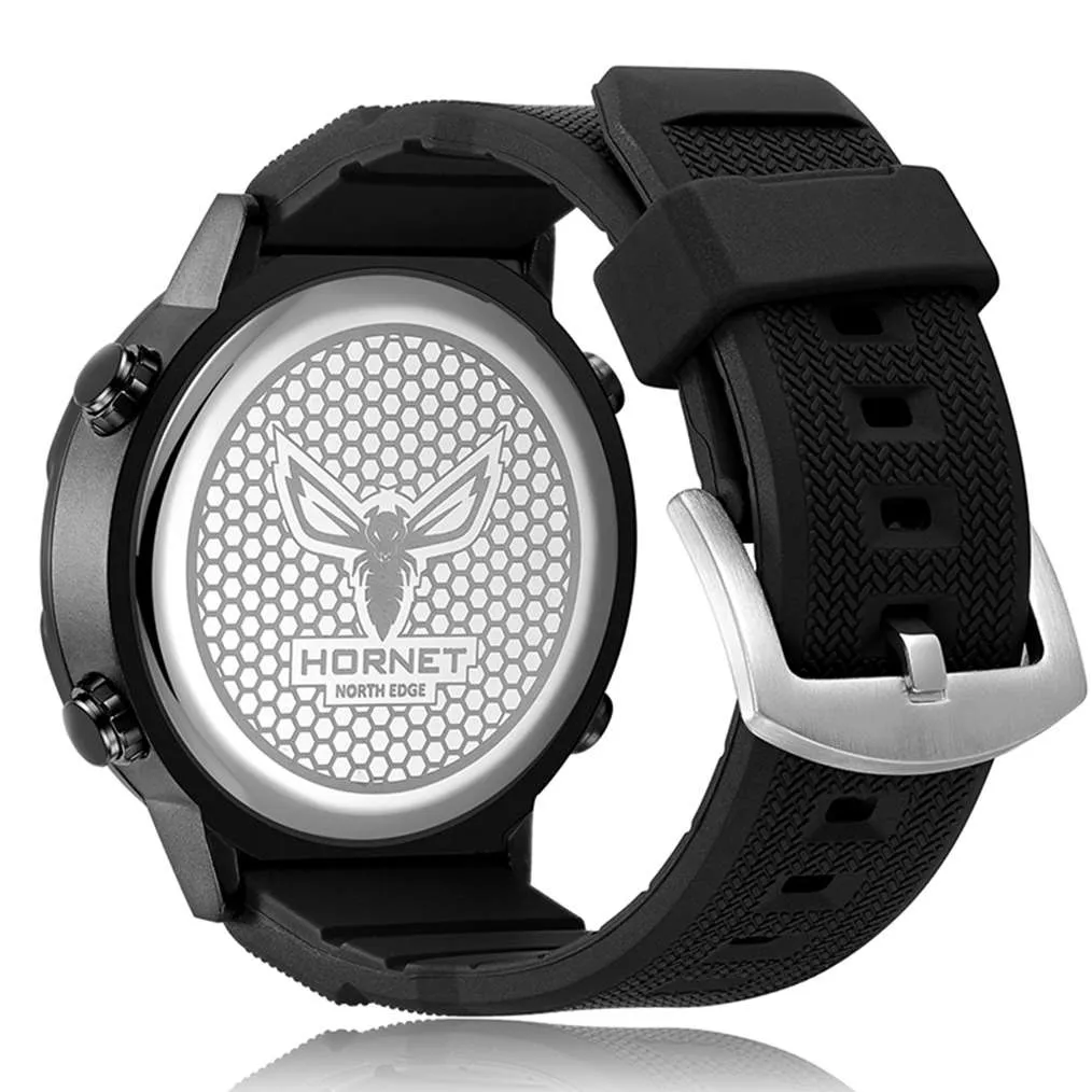 North Edge HORNET Men's Outdoor Sports Waterproof Smartwatch, Dual Time Zone, Alarm Clock Function