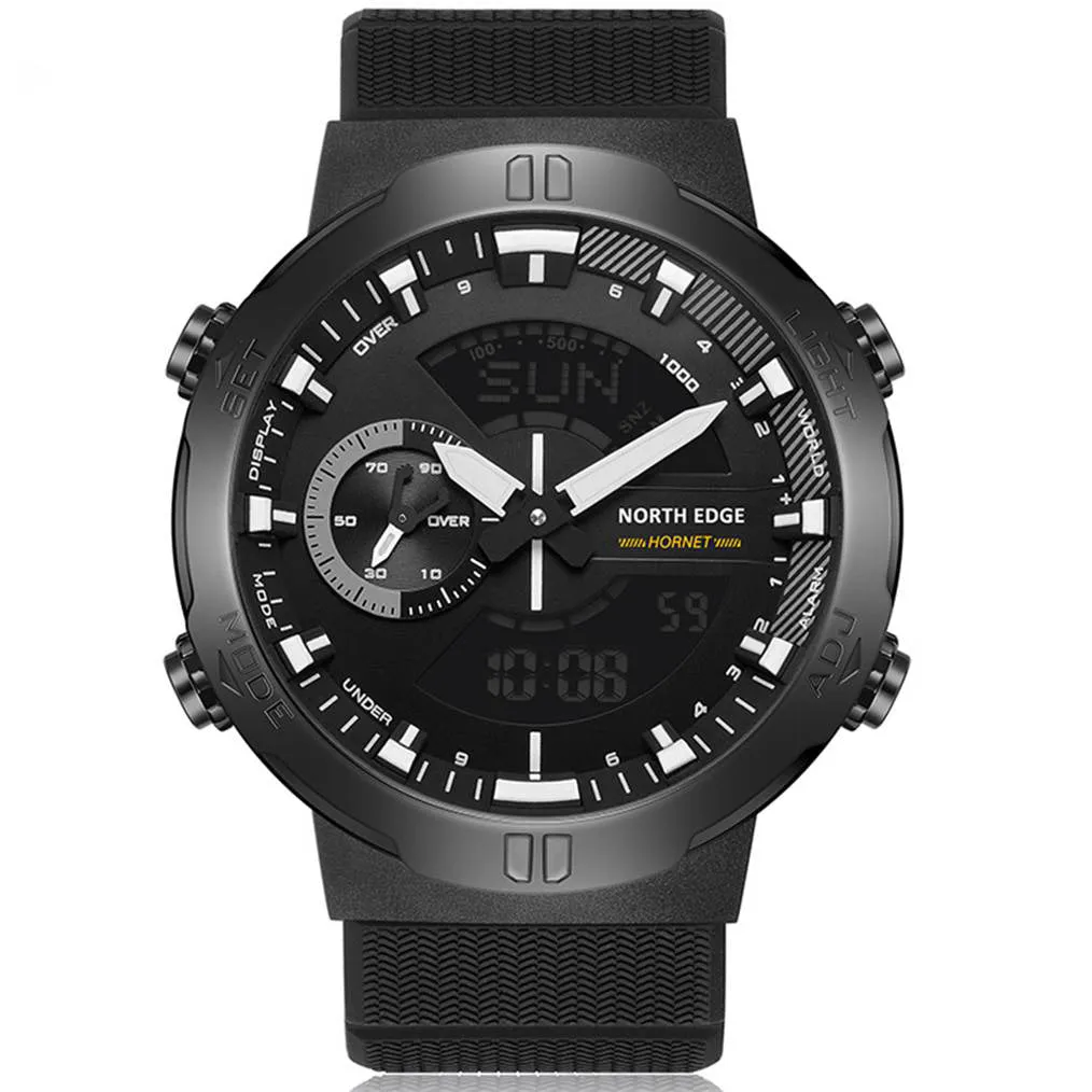 North Edge HORNET Men's Outdoor Sports Waterproof Smartwatch, Dual Time Zone, Alarm Clock Function