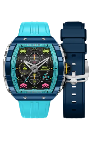 Nubeo Magellan Chronograph Space Invaders Limited Edition Cosmic Cobalt Men's Watch NB-6024-SI-0A