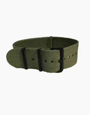 Nylon NATO Military Green Watch Strap with Black  buckles PVD by LUX