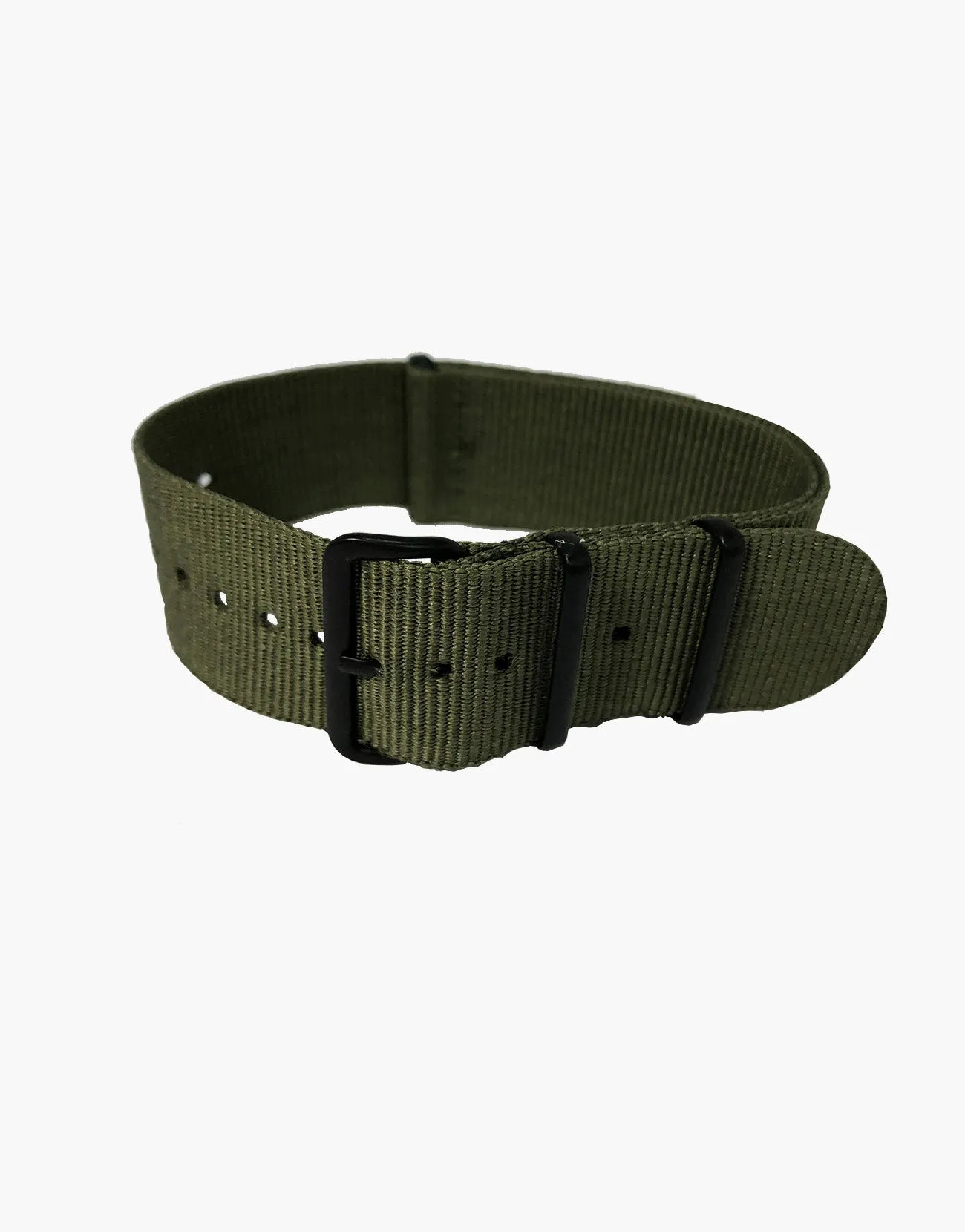 Nylon NATO Military Green Watch Strap with Black  buckles PVD by LUX