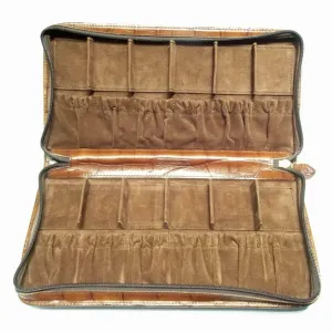 Officina italy box box holder 12 coccodrillo brown leather watches 0ff.01